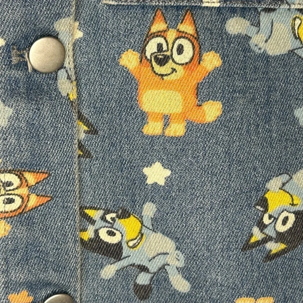 Girls Jean Jacket size XL(14) BLUEY Cartoon Print Denim Bingo Bluey School Coat